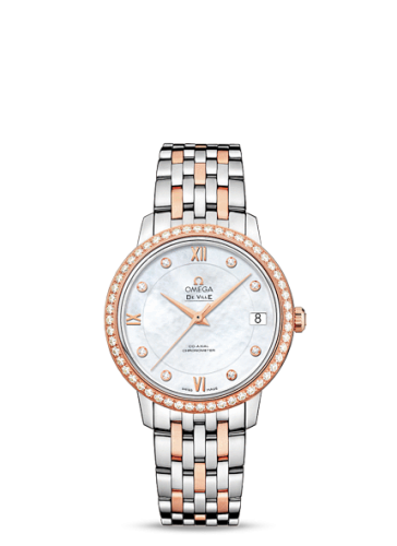 Omega De Ville Prestige Co-Axial 32.7 Stainless Steel / Red Gold / Diamond / MOP / Bracelet